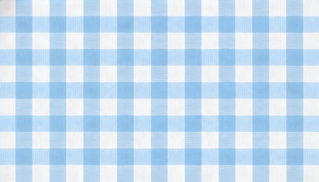 Light blue and white gingham pattern fabric texture background for design.