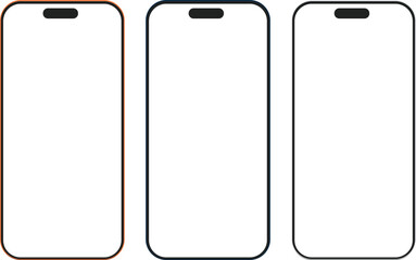 Smartphone frame mockup vector set with different notch styles and bezel designs including modern mobile screen outline template for UI UX and app