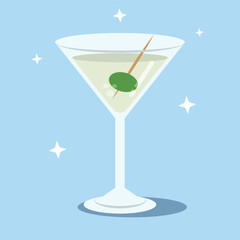 Classic Martini Cocktail with Olive