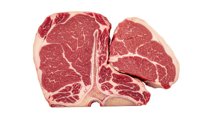 Isolated Porterhouse steak cut uncooked fresh and juicy ready to be grilled for dinner or lunch