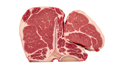 Isolated Porterhouse steak cut uncooked fresh and juicy ready to be grilled for dinner or lunch