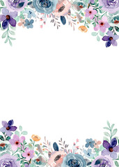 Flower watercolor frame for wedding, birthday, card, background, invitation, wallpaper, sticker, decoration etc.
