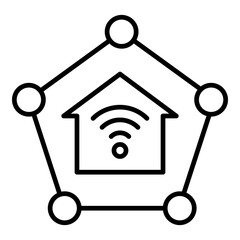 Mesh WiFi System Icon. Vector Line Icon