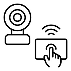Smart Security Camera Icon. Vector Line Icon