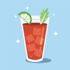 Refreshing Bloody Mary Cocktail with Lime and Celery Garnish
