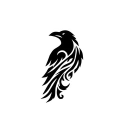 Intricate black tribal raven/crow design. Majestic bird illustration with swirling, flowing patterns perfect for tattoo art, logos, and apparel.