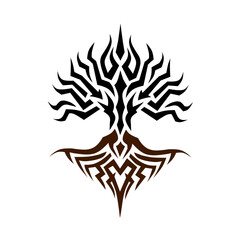 Striking Tribal Tree of Life design symbolizing growth, strength, and connection. Perfect for spiritual tattoo art, modern nature graphics, and earthy apparel prints.