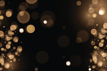 Christmas light effect. Sparkling magical dust particles.The dust sparks and golden stars shine with special light.