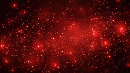 A fiery, dense cluster of small red and white particles in the dark background, slightly brighter in the middle