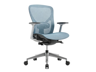 Isolated office chair on display for sale in a store. Ergonomic mesh executive swivel seat