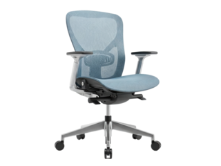 Isolated office chair on display for sale in a store. Ergonomic mesh executive swivel seat