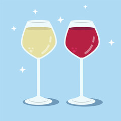 Red and White Wine Glasses Toasting