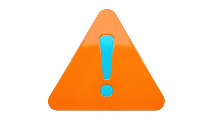 Isolated orange warning triangular sign with blue exclamation mark, indicating danger message