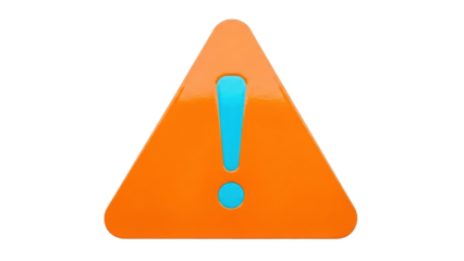 Isolated orange warning triangular sign with blue exclamation mark, indicating danger message