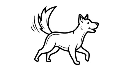 Simple Line Drawing of Running Dog