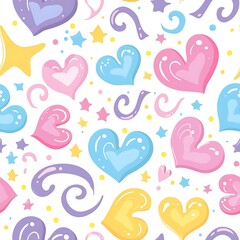 Pastel Heart and Star Seamless Pattern