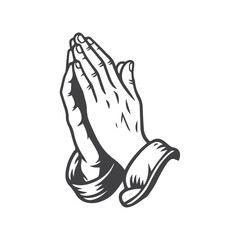 Praying Hands Line Art Illustration