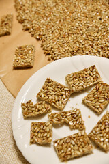 The process of preparing the Georgian national dish - kozinaki