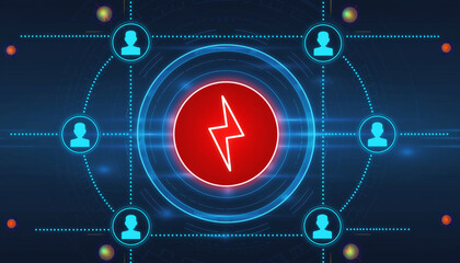 Cyber Security Network: Illustrating a central connection point that transmits data securely within the network, emphasizing safety in the digital realm.