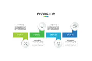 Timeline infographic design with circle for business template. Vector 4 steps.