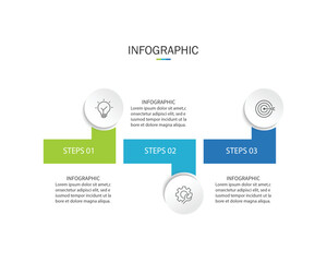 Timeline infographic design with circle for business template. Vector 3 steps.