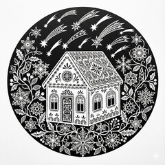 Christmas Eve Cabin Scene Papercut