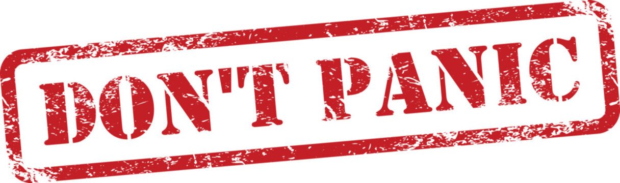 Red don't panic stamp on white background