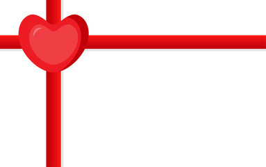 Heart with red ribbon on transparent background