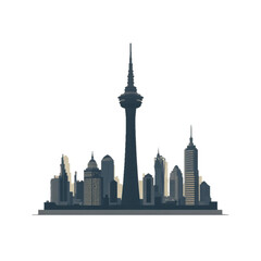 Fototapeta premium flat vector city landmark icon, simple tower silhouette, clean geometric style, minimal urban travel theme, isolated on solid background