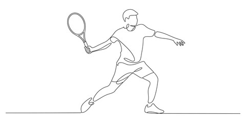Continuous line art tennis player © Icon_gallery