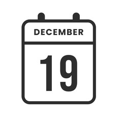 December 19 calendar icon for marking key dates, organizing schedules, setting reminders, and tracking appointments efficiently.