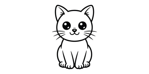 Cute cartoon cat line drawing © Icon_gallery