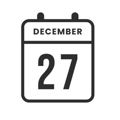 Simple December 27 icon marking the twenty-seventh day for organizing schedules, planning events, setting reminders, and tracking tasks.