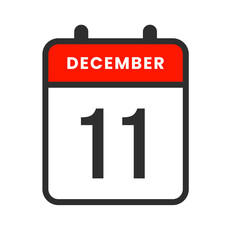 December 11 calendar icon for scheduling tasks, marking events, setting reminders, and organizing daily or monthly plans efficiently.