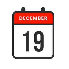 December 19 calendar icon for marking key dates, organizing schedules, setting reminders, and tracking appointments efficiently.