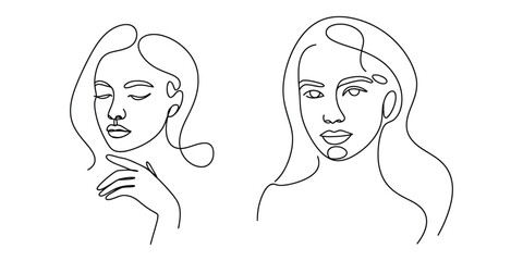 Continuous line art of two women