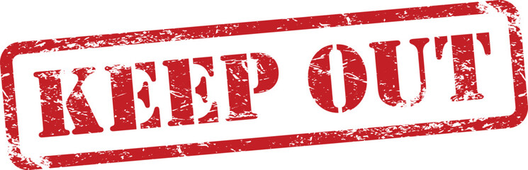 Keep Out Red Grunge Rubber Stamp