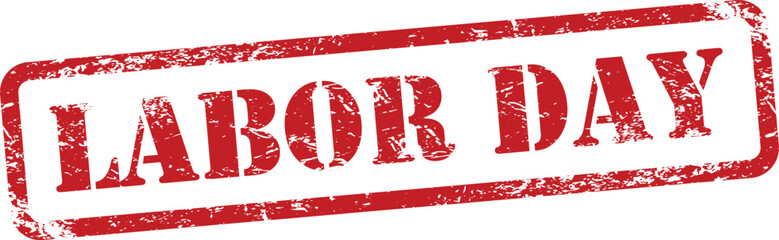 Labor Day Red Grunge Rubber Stamp