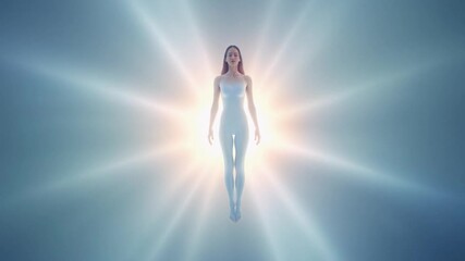 A Woman Radiates Light in a Dreamlike Environment