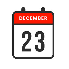 December 23 icon representing the twenty-third day, perfect for tracking events, organizing schedules, setting reminders, and planning routines.