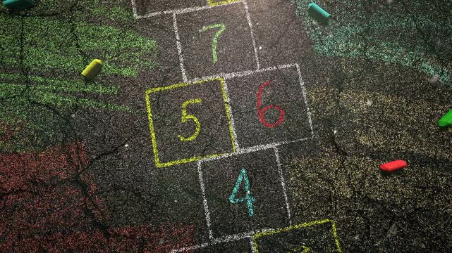 joyful street chalk artwork reflecting youthful exuberance and artistic expression