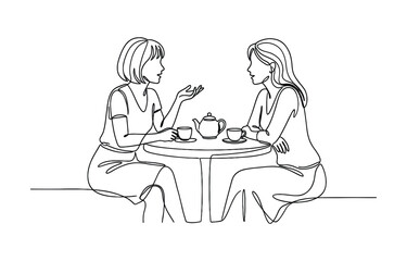 Job interview - vector modern simple one line design composition with recruiter and candidate isolated on transparent background