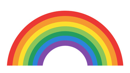 Obraz premium A vibrant, colorful rainbow arching across a white background, showcasing the spectrum of visible light.