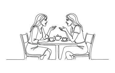 Job interview - vector modern simple one line design composition with recruiter and candidate isolated on transparent background