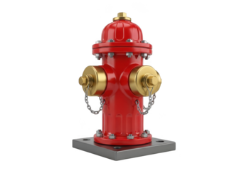 3d icon of red fire hydrant isolated on transparent background, a vital piece of firefighting equipment for connecting a hose to a water source