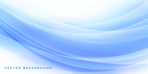 Abstract light blue and white gradient wave background with curve lines. Modern smooth soft blue wavy design. Suit for cover, poster, banner, brochure, presentation, website, flyer, header