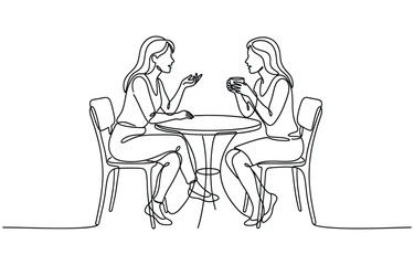 Job interview - vector modern simple one line design composition with recruiter and candidate isolated on transparent background