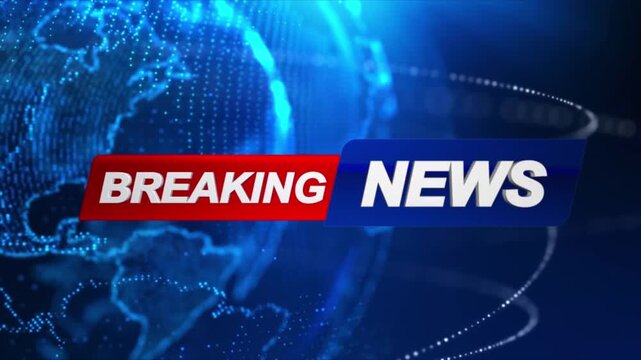 Breaking news concept with world map and global connection lines, digital globe background with abstract lights and motion