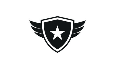 Obraz premium Winged Shield with Star Security Emblem 