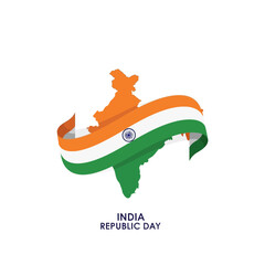 India Republic Day Map Flag Celebration.